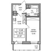 35,2 м², 1-комн. квартира, 19/27 этаж