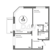 73,8 м², 2-комн. квартира, 21/22 этаж