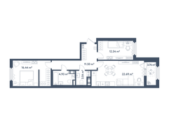 72,8 м², 2-комн. квартира, 2/11 этаж