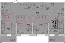 72,6 м², 4-комн. квартира, 24/24 этаж