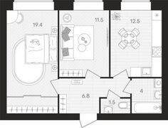 55,7 м², 2-комн. квартира, 4/10 этаж