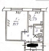 28,5 м², 1-комн. квартира, 1/2 этаж