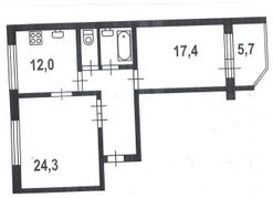 70 м², 2-комн. квартира, 14/15 этаж