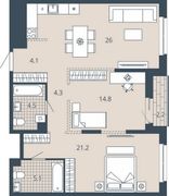 81,6 м², 2-комн. квартира, 13/23 этаж