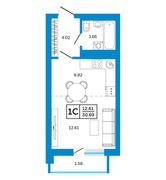 30,7 м², студия, 13/24 этаж