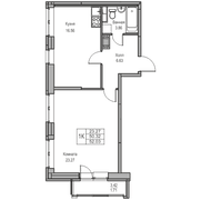 50,3 м², 1-комн. квартира, 12/23 этаж