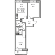 55,4 м², 2-комн. квартира, 15/23 этаж