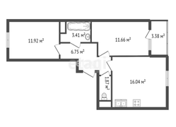 51,5 м², 2-комн. квартира, 3/24 этаж