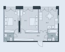 61,7 м², 3-комн. квартира, 28/34 этаж