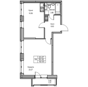 50,3 м², 1-комн. квартира, 20/23 этаж