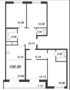 107,3 м², 4-комн. квартира, 13/15 этаж