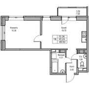 45,2 м², 1-комн. квартира, 9/23 этаж