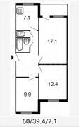 60 м², 3-комн. квартира, 4/5 этаж