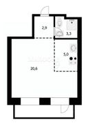 31,8 м², 1-комн. квартира, 2/4 этаж
