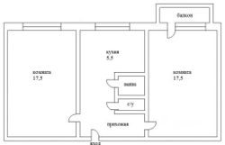 45 м², 2-комн. квартира, 5/5 этаж