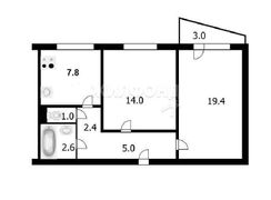 52,6 м², 2-комн. квартира, 7/9 этаж