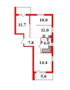 69,4 м², 3-комн. квартира, 11/26 этаж