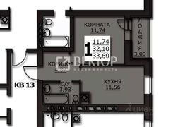 33 м², 1-комн. квартира, 3/10 этаж