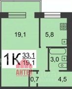 31,5 м², 1-комн. квартира, 3/5 этаж