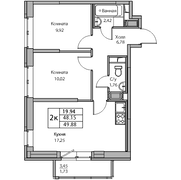 48,2 м², 2-комн. квартира, 3/23 этаж