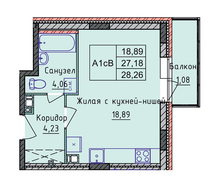 28,3 м², 1-комн. квартира, 3/8 этаж