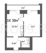 44 м², 1-комн. квартира, 9/9 этаж