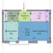 47 м², 1-комн. квартира, 7/8 этаж