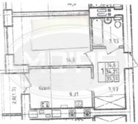 34,5 м², 1-комн. квартира, 2/12 этаж