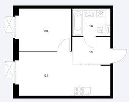 Продажа 1-комнатной квартиры 33,8 м², 3/25 этаж