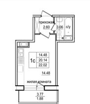 Продажа квартиры-студии 24 м², 2/9 этаж