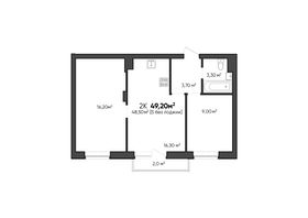 48,5 м², 2-комн. квартира, 10/10 этаж