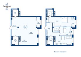 82,7 м², 3-комн. квартира, 21/23 этаж