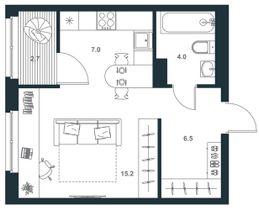 35,4 м², 1-комн. квартира, 5/18 этаж