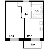Продажа 1-комнатной квартиры 37,3 м², 23/25 этаж