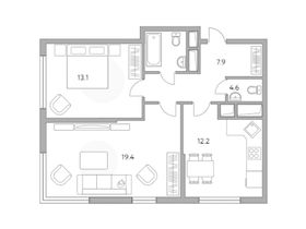 Продажа 2-комнатной квартиры 57,2 м², 18/18 этаж