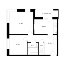 Продажа 2-комнатной квартиры 53,7 м², 23/24 этаж
