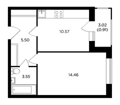 Продажа 1-комнатной квартиры 35 м², 23/25 этаж