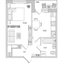 Продажа 1-комнатной квартиры 38,6 м², 3/16 этаж