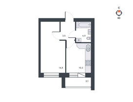 35,7 м², 1-комн. квартира, 7/9 этаж