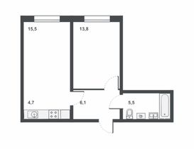 45,6 м², 2-комн. квартира, 16/17 этаж