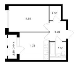 Продажа 1-комнатной квартиры 38 м², 4/6 этаж