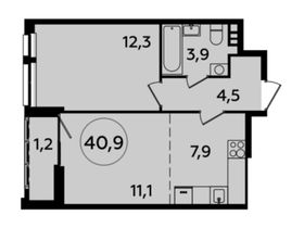 Продажа 2-комнатной квартиры 40,9 м², 20/21 этаж