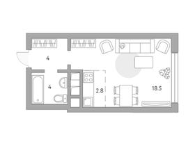 Продажа квартиры-студии 29,3 м², 19/23 этаж