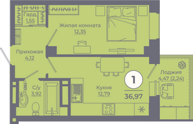 37,3 м², 1-комн. квартира, 2/24 этаж