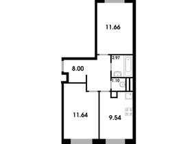 44,2 м², 2-комн. квартира, 4/4 этаж