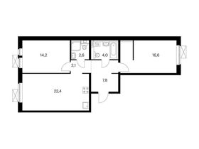 Продажа 2-комнатной квартиры 69,6 м², 3/17 этаж