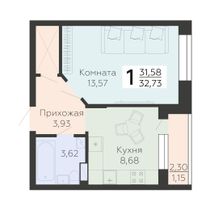 32,7 м², 1-комн. квартира, 9/10 этаж