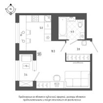 Продажа квартиры-студии 33,4 м², 9/18 этаж