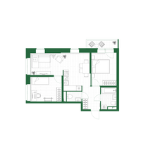 54,7 м², 2-комн. квартира, 6/23 этаж