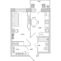 Продажа 1-комнатной квартиры 35,5 м², 19/24 этаж